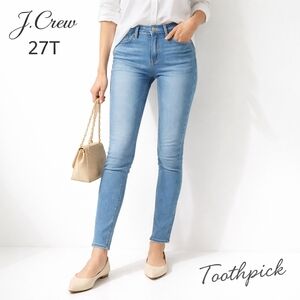 J.Crew Toothpick Skinny Jeans Women 27T Tall Blue Stretch Denim Mid Rise Fitted